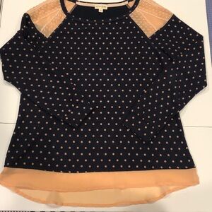 Maison Jules – Swiss Dot LS Knit Sweater with Chiffon Details - EC -Gently Used